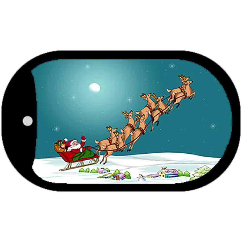 Santa And Reindeer Novelty Metal Dog Tag Necklace DT-XMAS-11 image