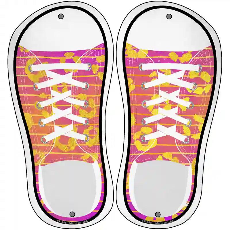 Purple|Pink Striped Pattern Novelty Metal Shoe Outlines (Set of 2) image
