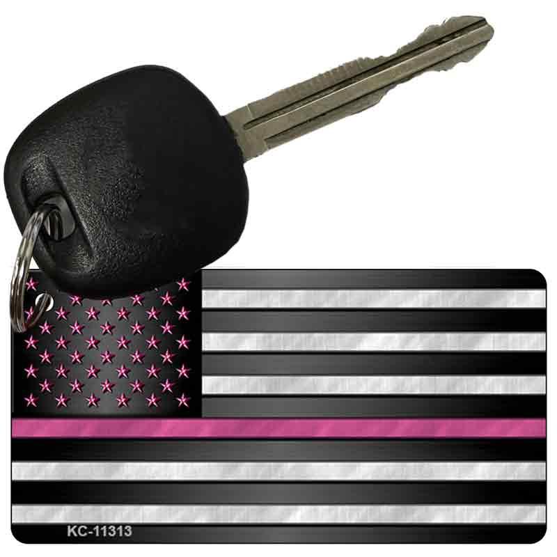 Thin Pink Line With Pink Stars Novelty Metal Key Chain KC-11313 image