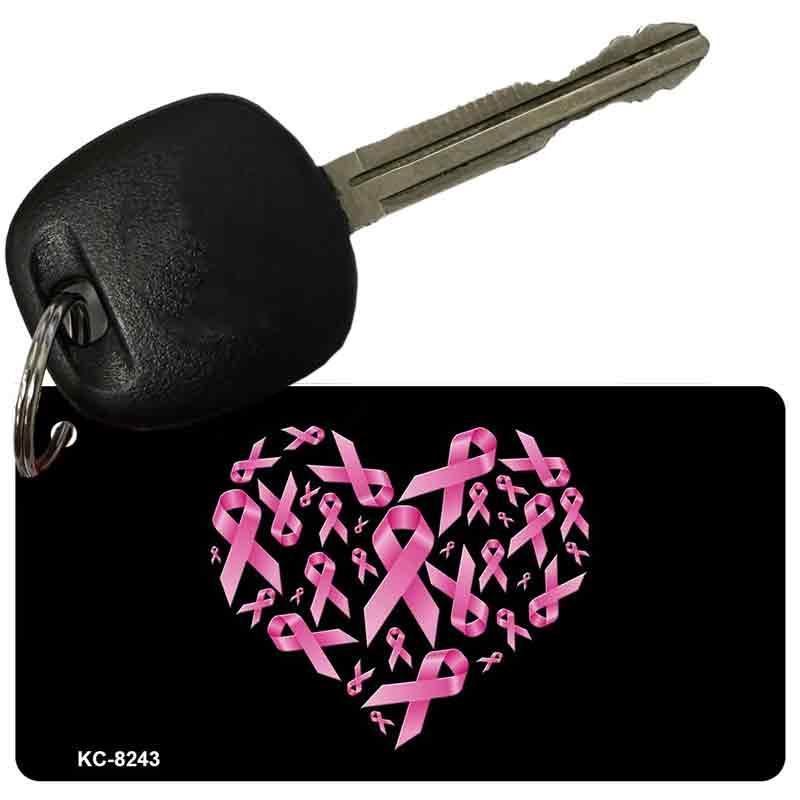 Pink Ribbons Heart Novelty Aluminum Key Chain KC-8243 image