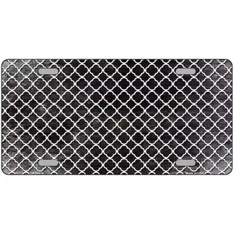Black White Quatrefoil Oil Rubbed Metal Novelty License Plate image
