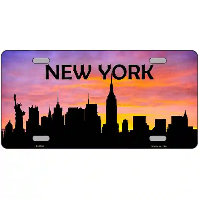 New York Silhouette Metal Novelty License Plate image