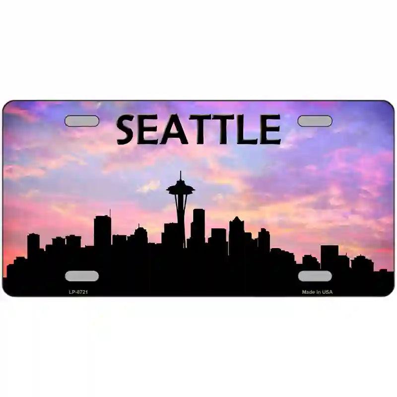 Seattle Silhouette Metal Novelty License Plate image