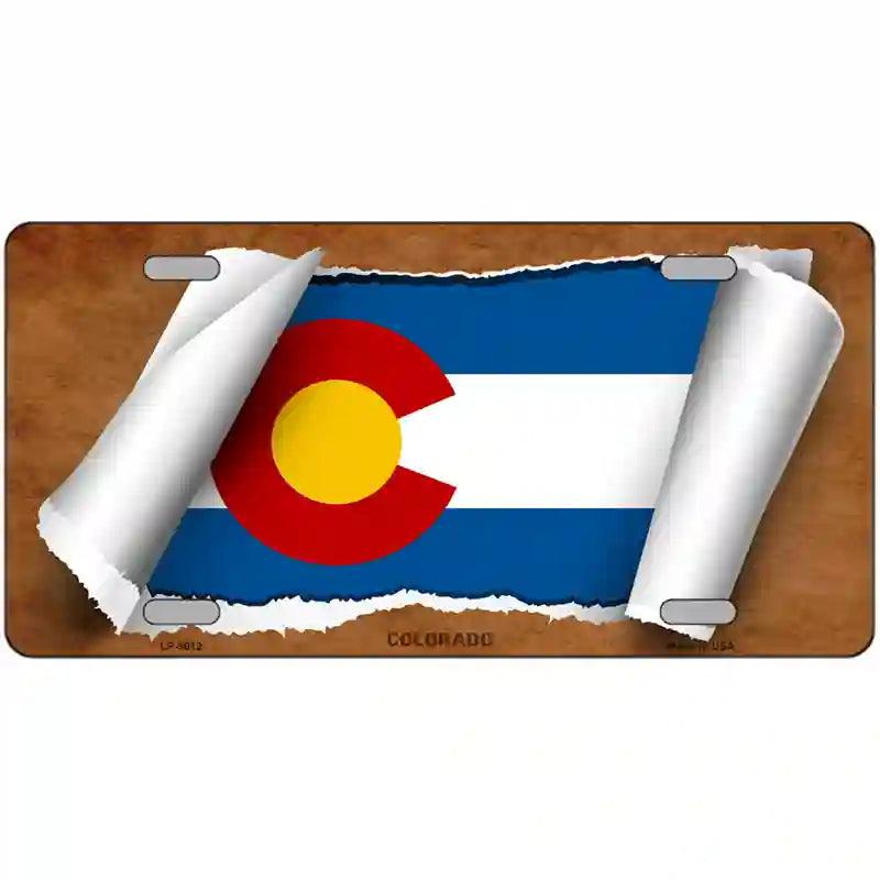 Colorado Flag Scroll Metal Novelty License Plate image