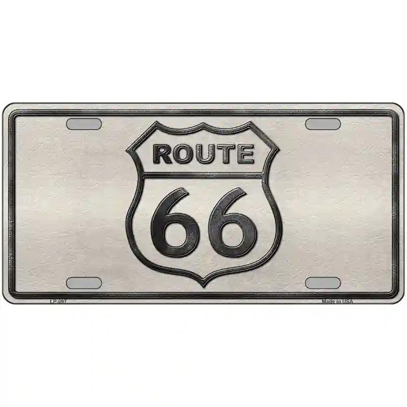 Route 66 Shield White Novelty Metal License Plate image