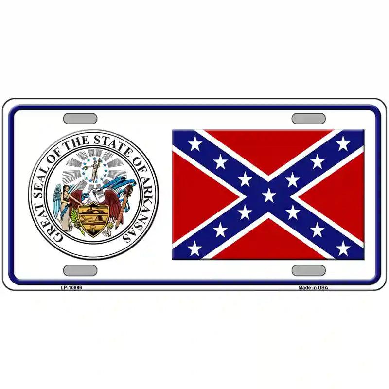 Confederate Flag Arkansas Seal Novelty Metal License Plate