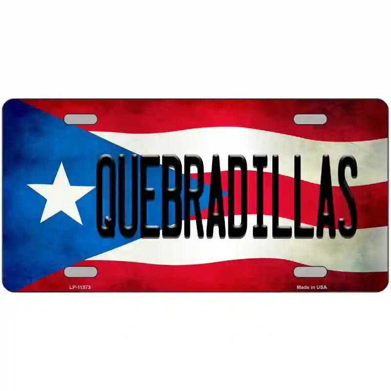 Quebradillas Puerto Rico Flag License Plate Metal Novelty image