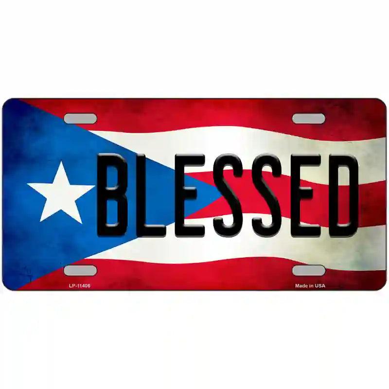 Blessed Puerto Rico Flag License Plate Metal Novelty image