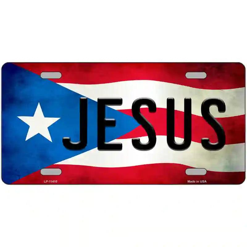 Jesus Puerto Rico Flag License Plate Metal Novelty image