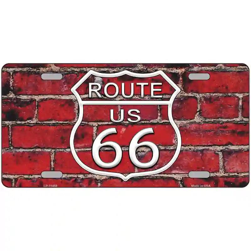 Route 66 Red Brick Wall Novelty License Plate image