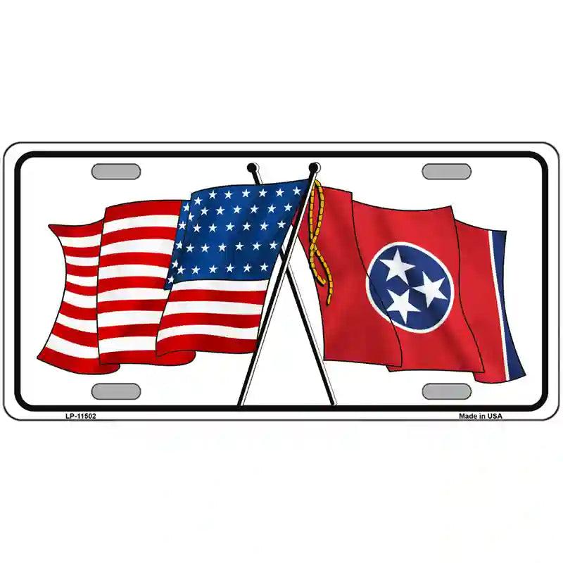 Tennessee Crossed US Flag License Plate