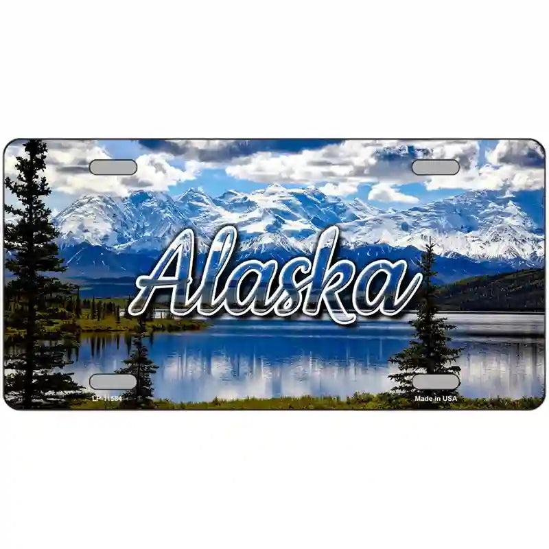 Alaska Snowy Mountains Novelty Metal State License Plate image