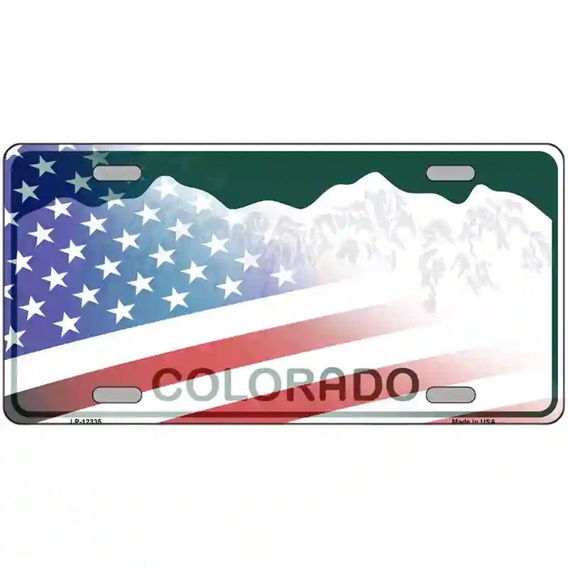 Colorado with American Flag Novelty Metal License Plate image