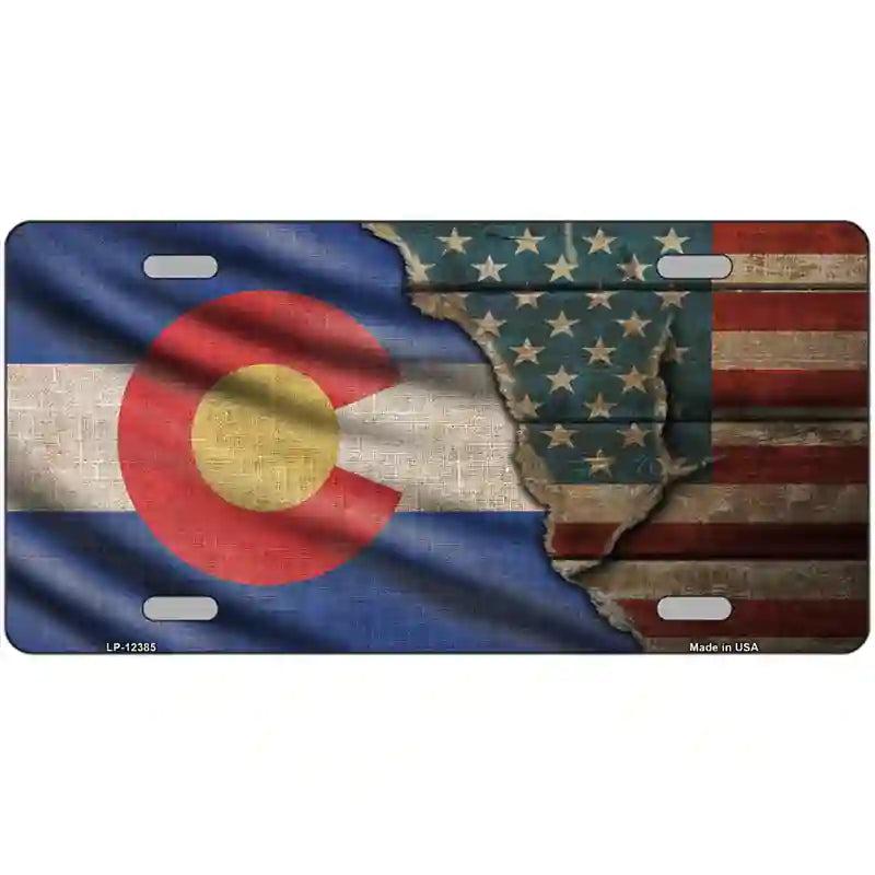 Colorado/American Flag Novelty Metal License Plate image