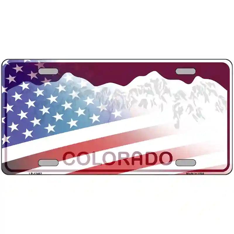Colorado with American Flag Novelty Metal License Plate LP-12462 image
