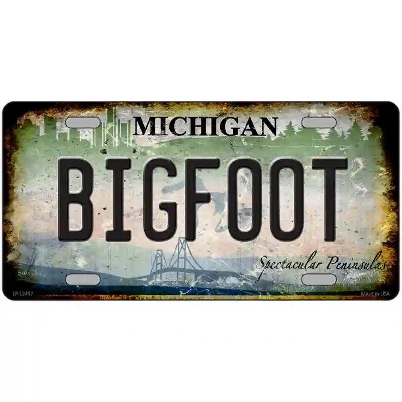 Bigfoot Michigan Novelty Metal License Plate