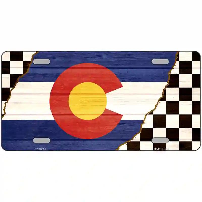 Colorado Racing Flag Novelty Metal License Plate Tag image
