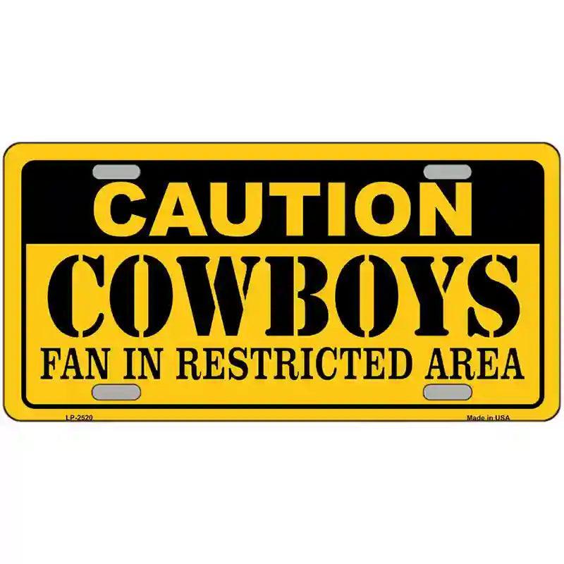 Caution Cowboys Metal Novelty License Plate image