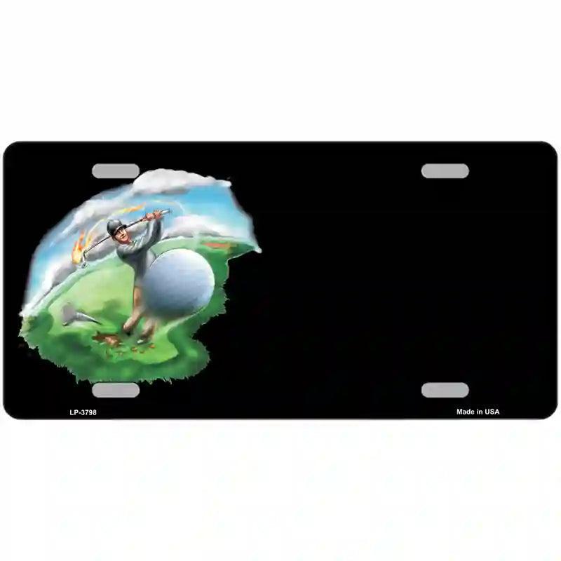 Golfer Golf ball Offset Metal Novelty License Plate image