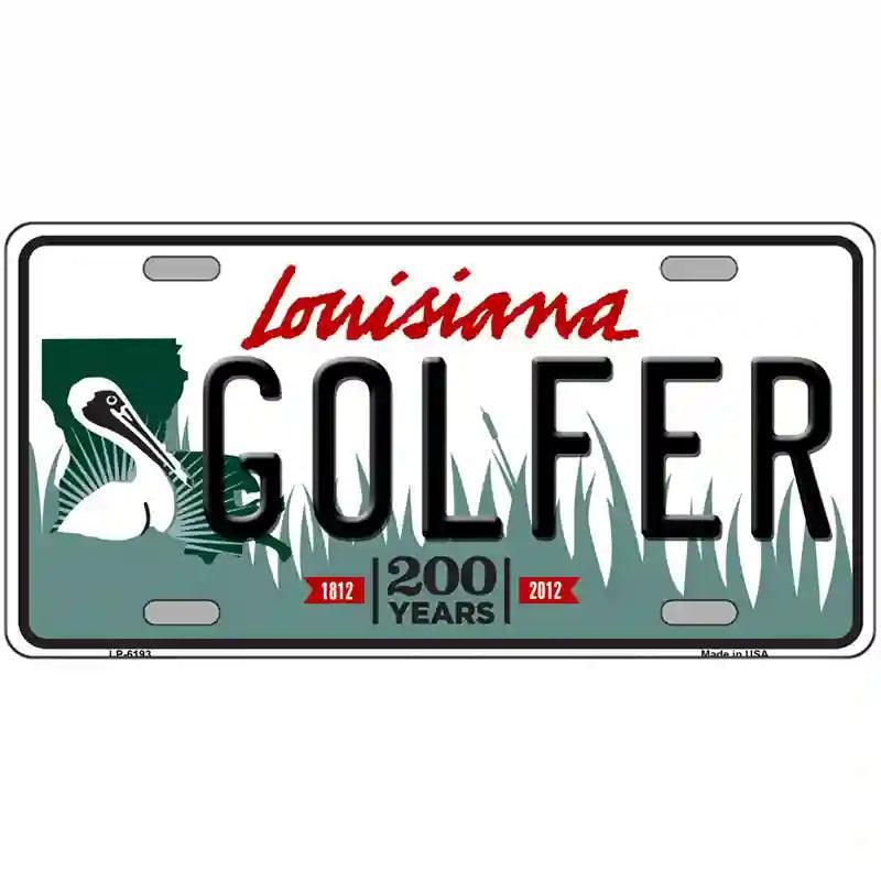 Golfer Louisiana Novelty Metal License Plate image