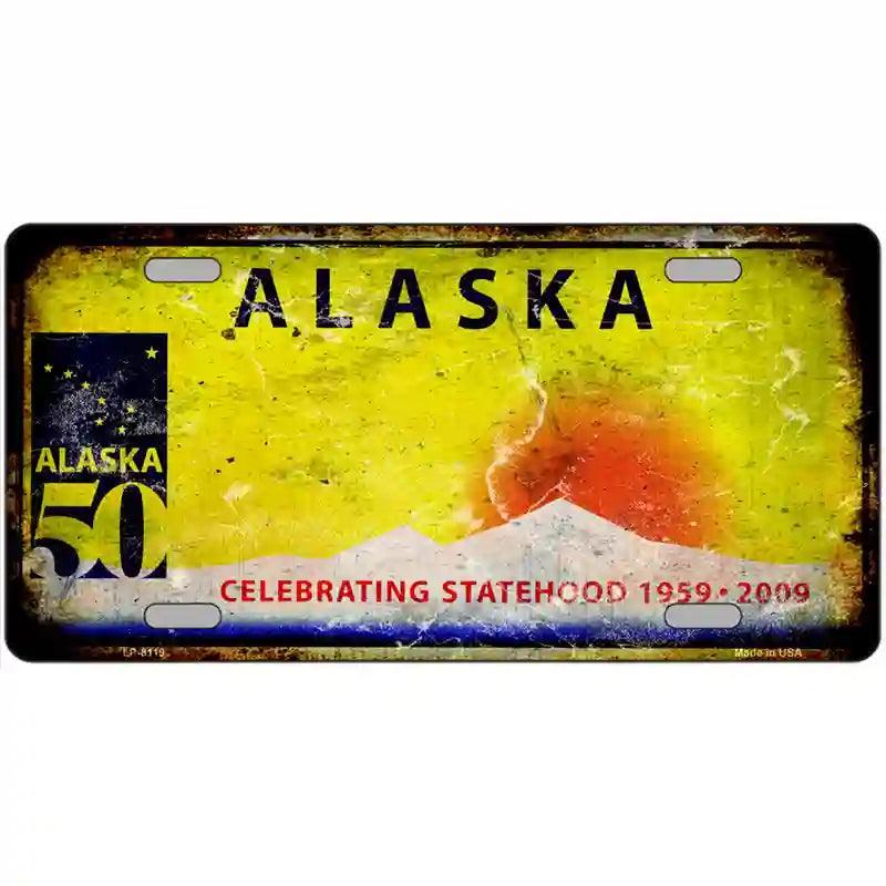 Alaska State Rusty Novelty Metal License Plate image