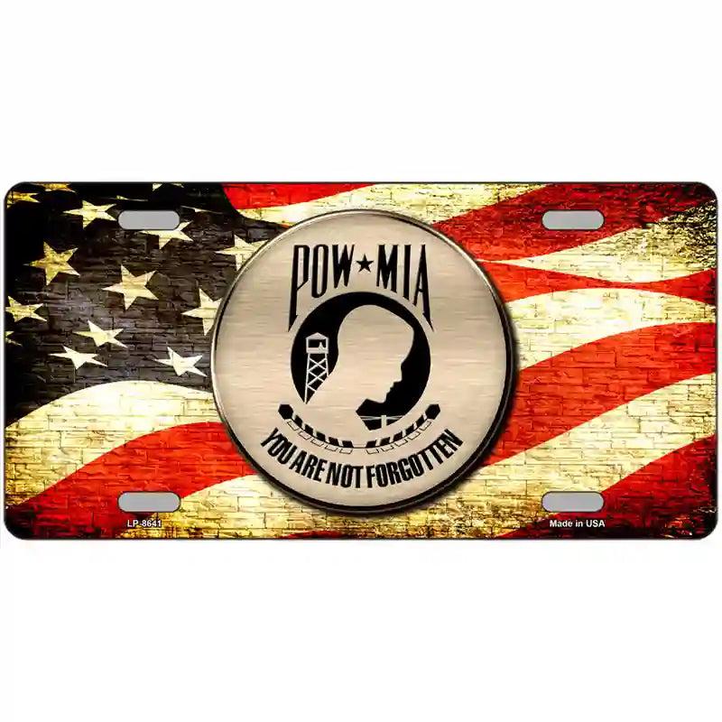 POW MIA With USA Flag Metal Novelty License Plate
