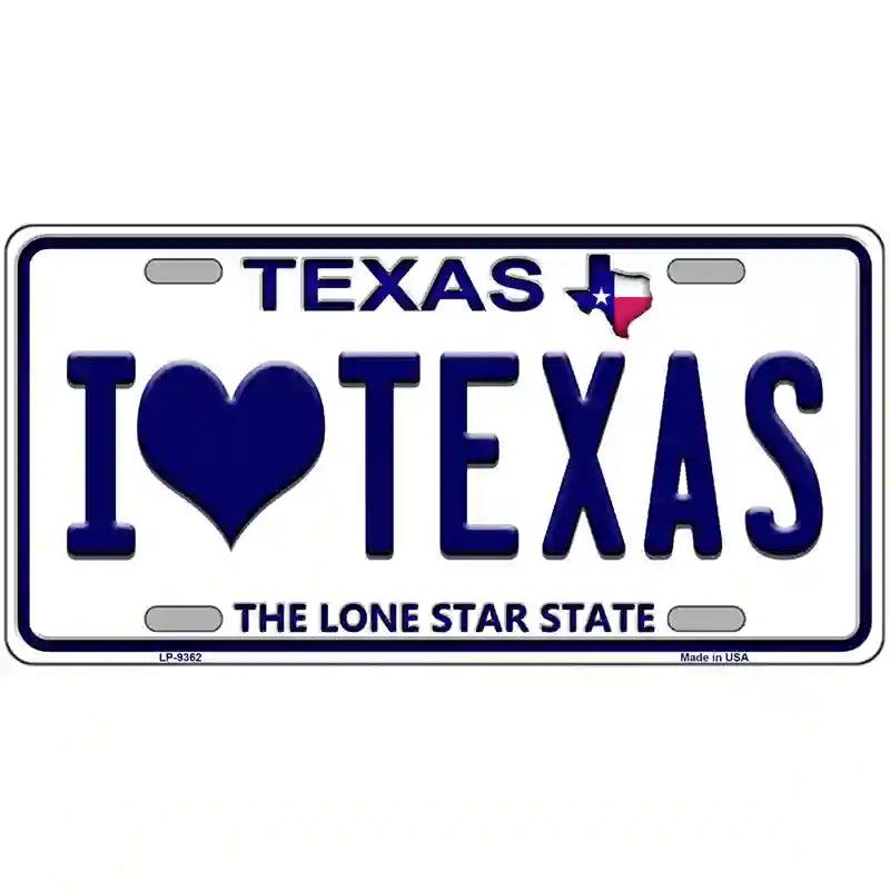 I Love Texas Novelty Metal License Plate image