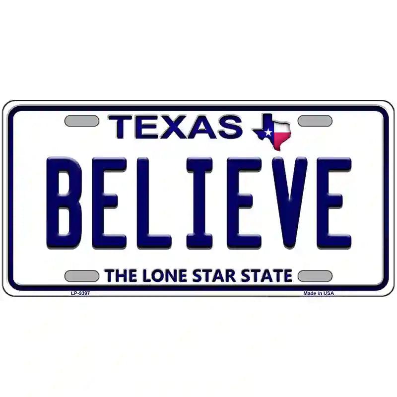 Believe Texas Novelty Metal License Plate image