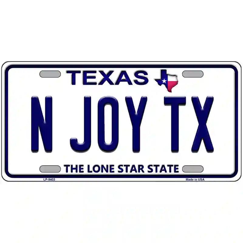 N Joy TX Texas Novelty Metal License Plate image