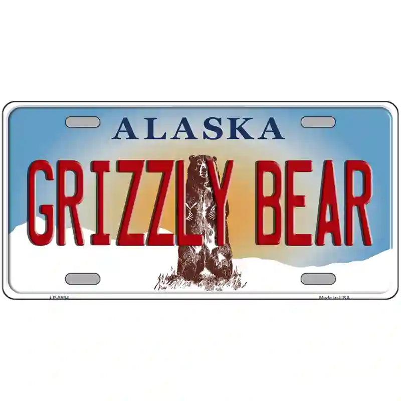 Grizzly Bear Alaska State Novelty Metal License Plate image