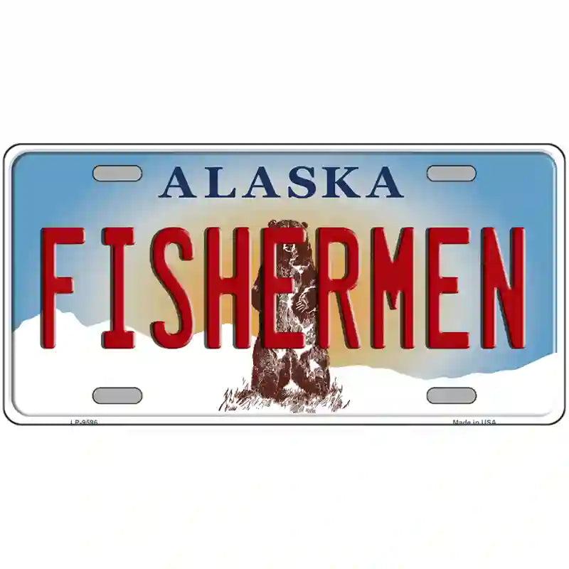 Fishermen Alaska State Novelty Metal License Plate image