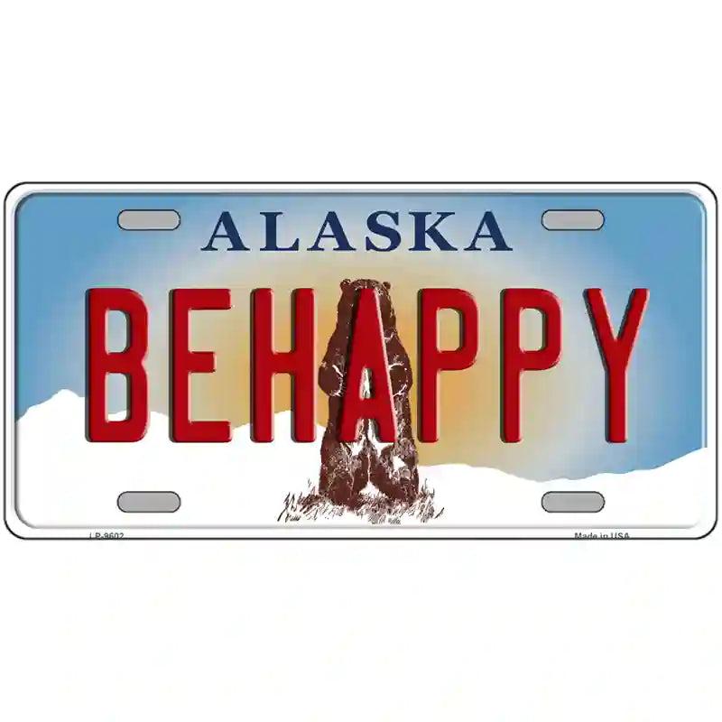 Be Happy Alaska State Novelty Metal License Plate image