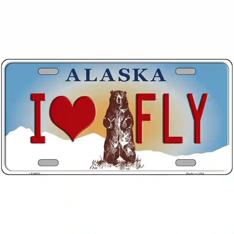 I Love Fly Alaska State Novelty Metal License Plate image
