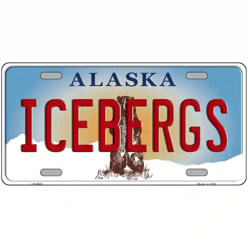 Icebergs Alaska State Novelty Metal License Plate image