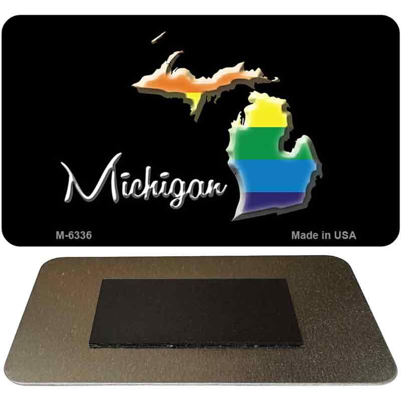 Michigan State Outline Rainbow Novelty Metal Magnet M-6336 image