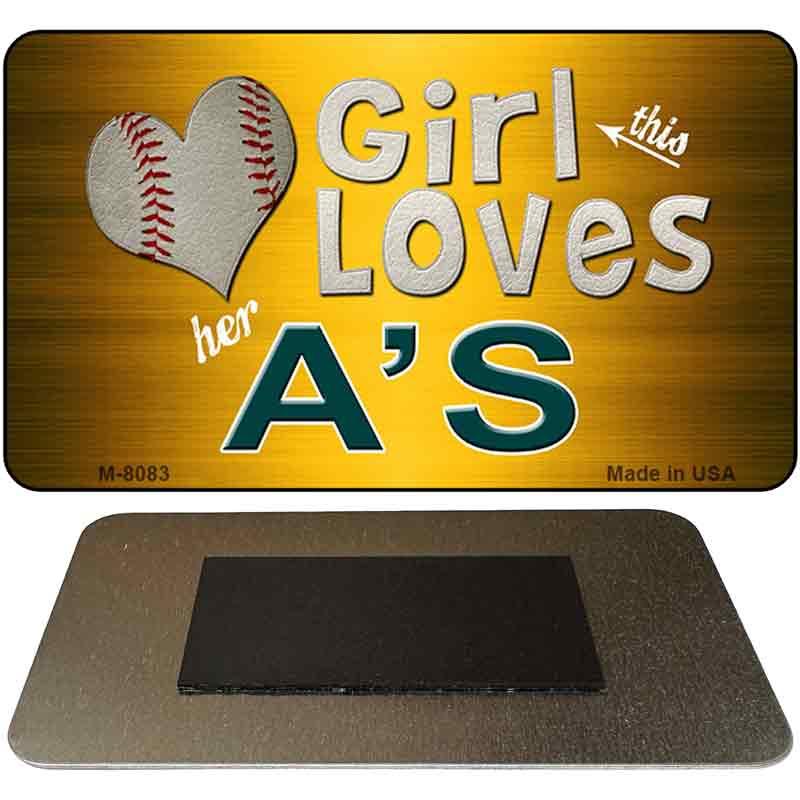 This Girl Loves Her A's Novelty Metal Magnet M-8083 image