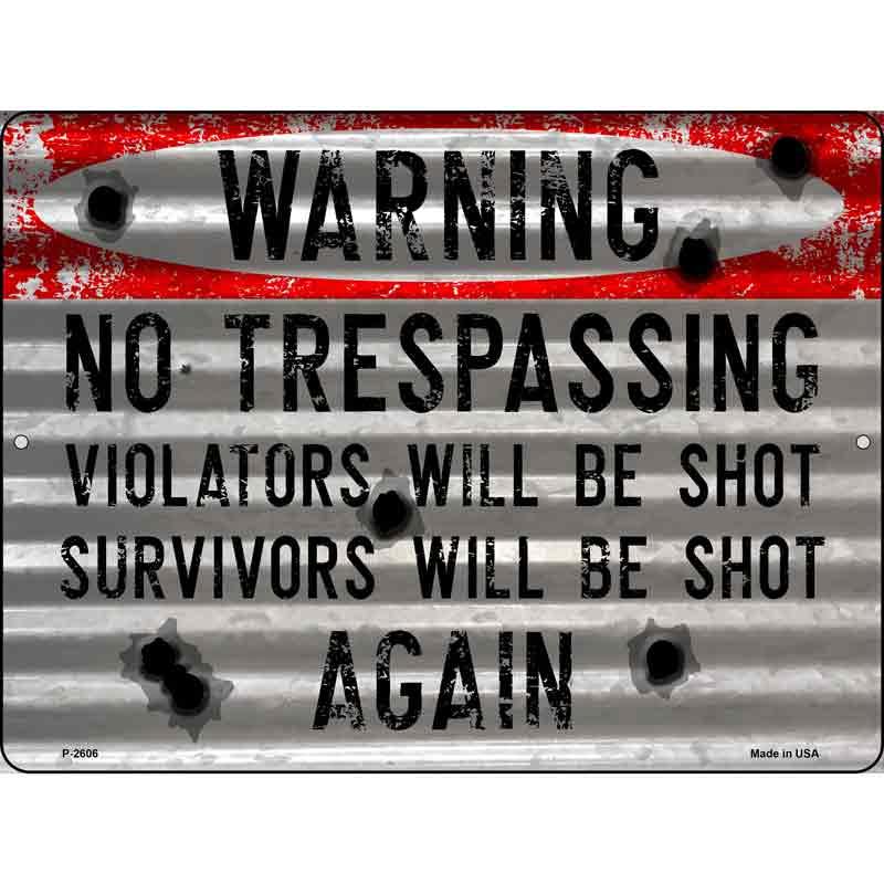 Warning No Trespassing Novelty Metal Parking Sign image