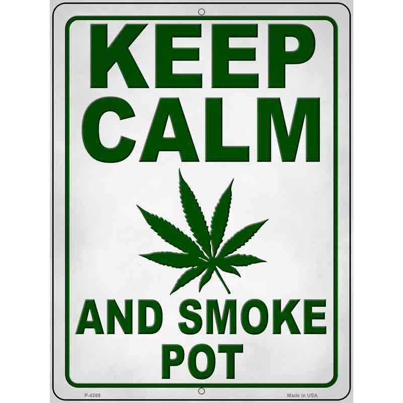 Keep Calm Smoke Pot Novelty Metal Parking Sign image