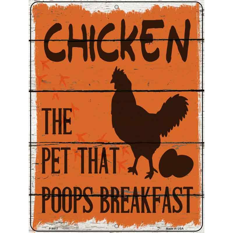 Chicken That Poops Breakfast Novelty Metal Parking Sign image