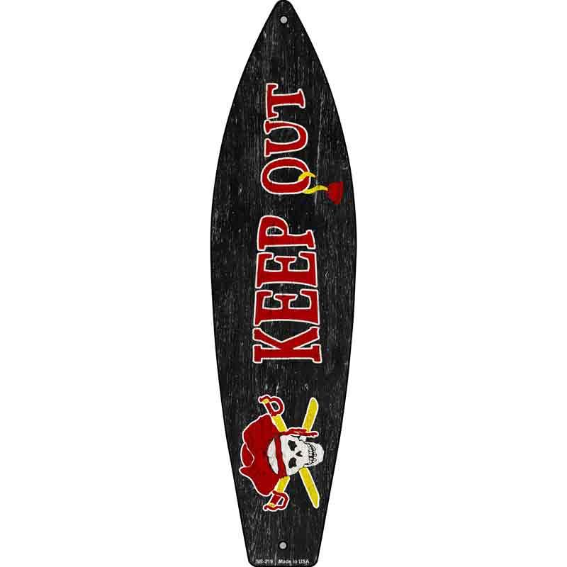 Keep Out Novelty Metal Surfboard Sign image