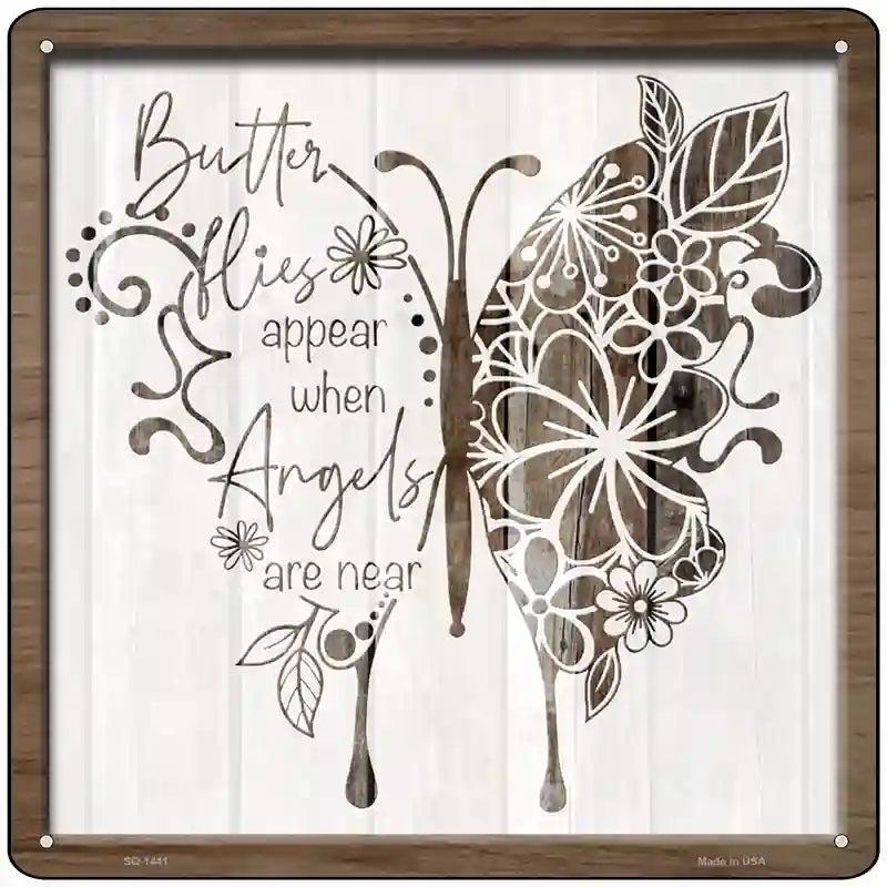 Butterflies Angels Near Novelty Metal Square Sign image
