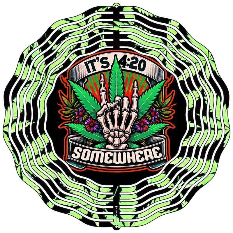 It's 4:20 Somewhere Weed Novelty Metal Wind Spinner image