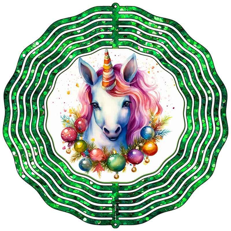 Unicorn Green Glitter Novelty Metal Wind Spinner image