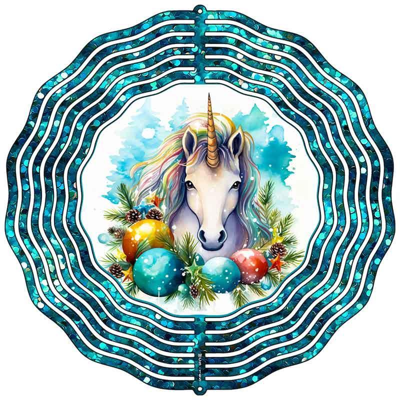 Unicorn Teal Glitter Novelty Metal Wind Spinner image