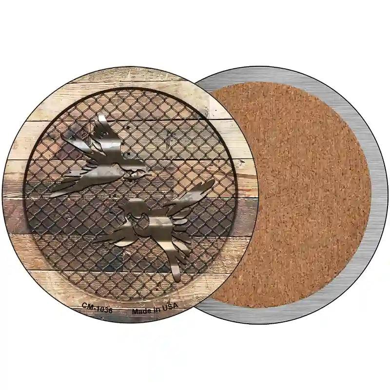 Corrugated Little Birds on Wood Novelty Circle Coaster Set of 4 image
