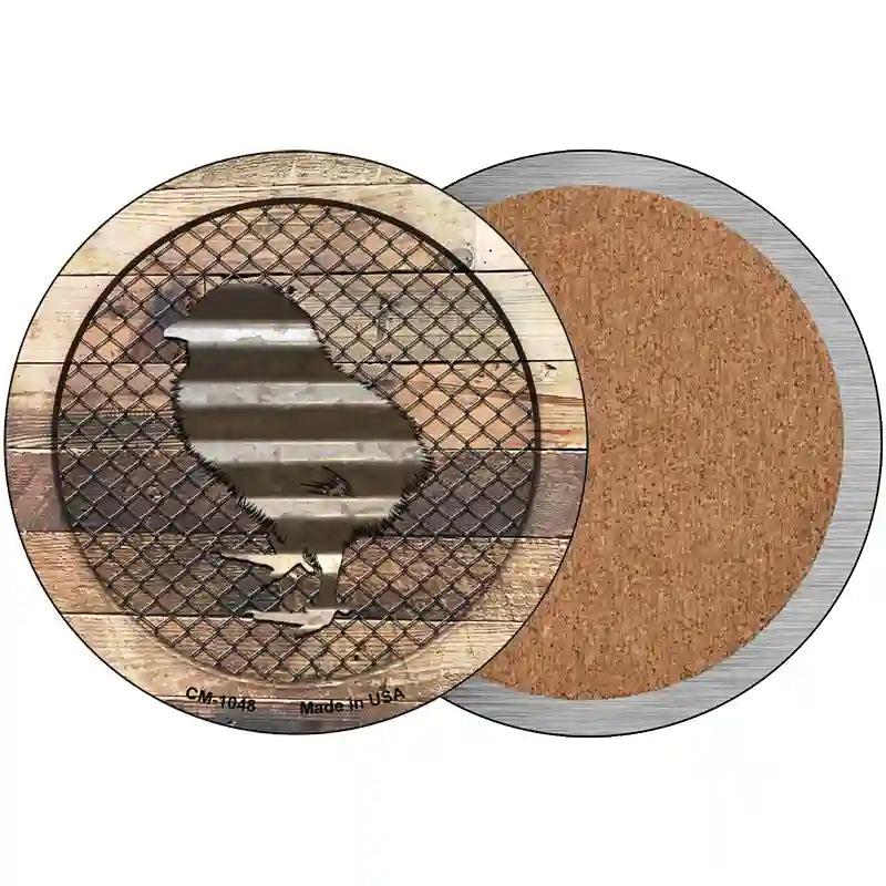 Corrugated Chick on Wood Novelty Circle Coaster Set of 4 image