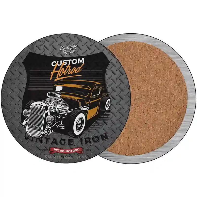 Custom Retro Hotrod Novelty Circle Coaster Set of 4 image