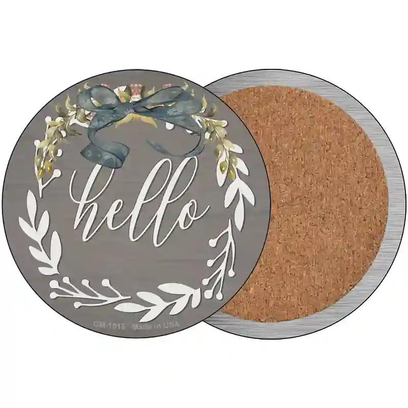 Hello Wreath Novelty Circle Coaster Set of 4 image