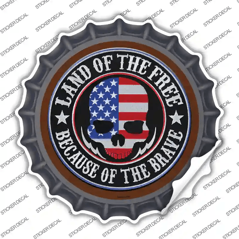 Land Of The Free American Skull Novelty Bottle Cap Sticker Decal image