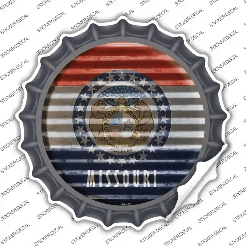 Missouri Flag Corrugated Novelty Bottle Cap Sticker Decal image